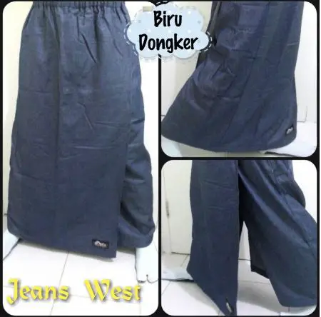 rok sekaligus celana biru dongker celana muslimah 2 in 1