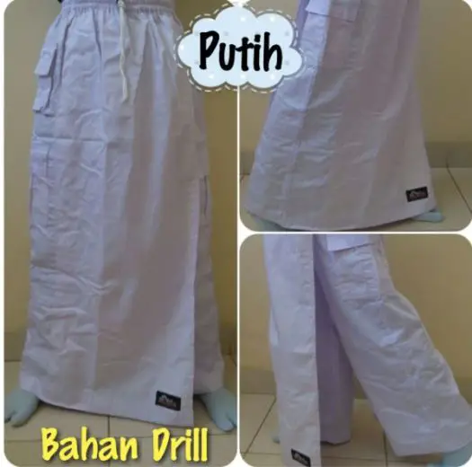 Rok celana muslimah putih Rok celana Muslimah 2 in 1