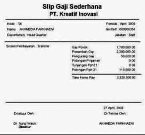 Contoh Slip Gaji Karyawan Guru Perusahaan Pns File Excel