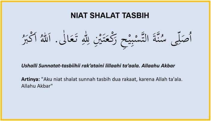 Niats halat Tasbih